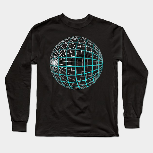 Structural grid sphere mandala (turquoise) Long Sleeve T-Shirt by M[ ]